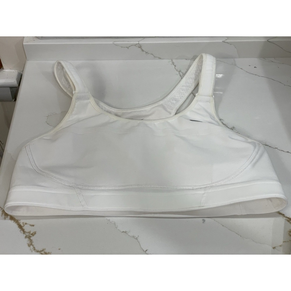 Nike Dri-Fit Sports Bra Women Large Pullover White Wireless Adjustable‎ Straps